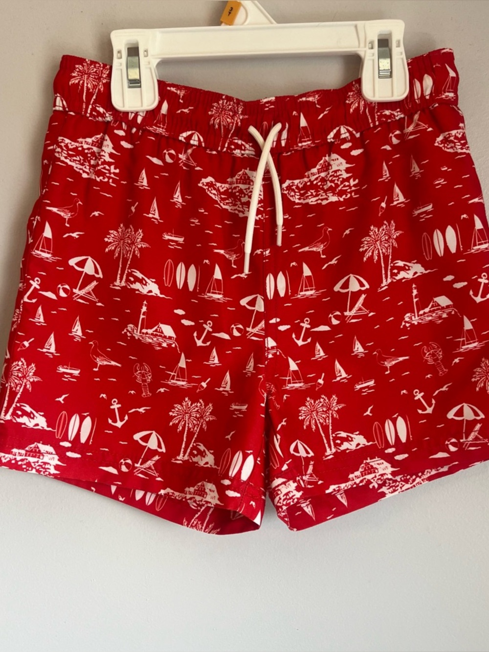 Boys Janie and Jack Red Beach Print Swim Trunks size 5